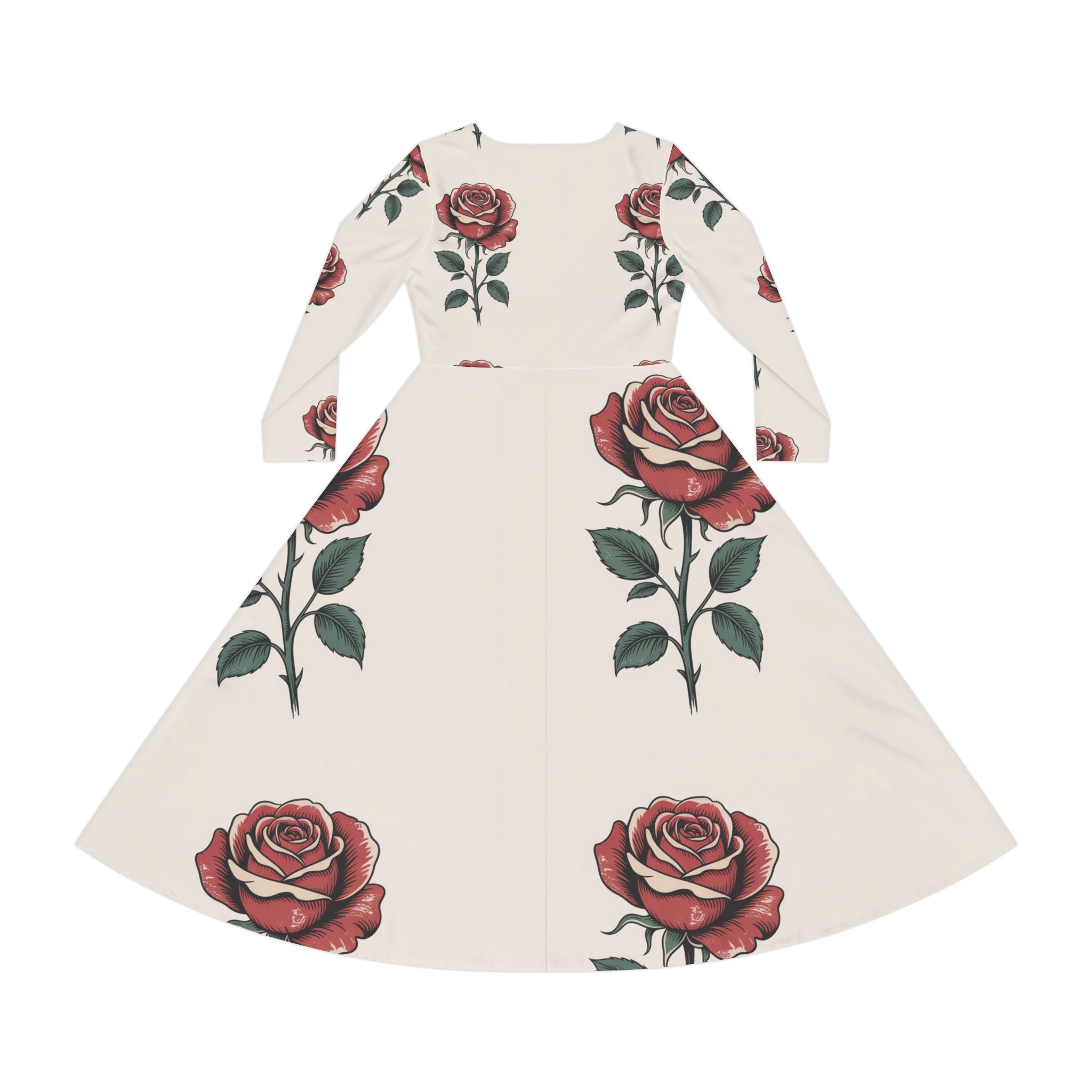 Osum Rose Print Long Sleeve Dance Dress for Women